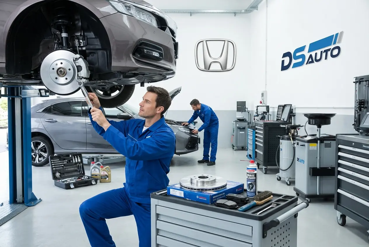 Процесс замены передних тормозных дисков Хонда в автосервисе «DS Auto»
